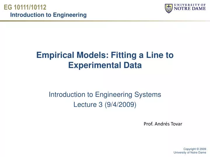 empirical models fitting a line to experimental data