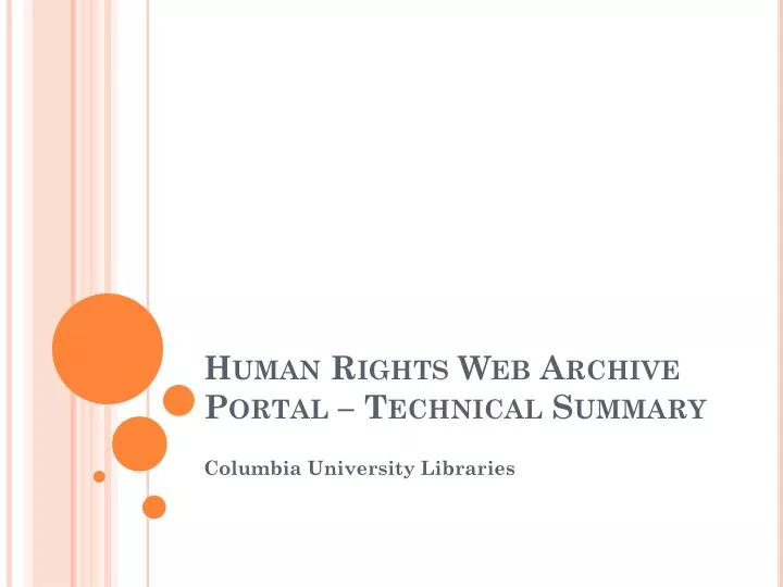human rights web archive portal technical summary