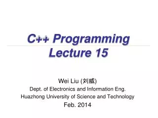 C++ Programming Lecture 15