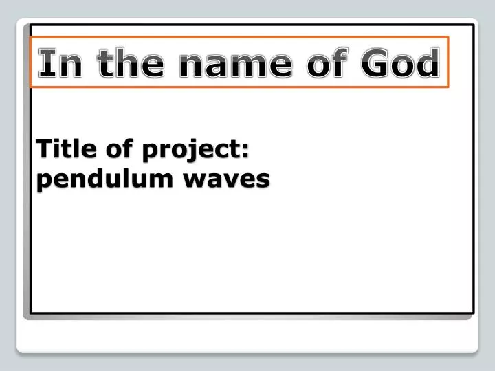 title of project pendulum waves