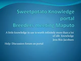 Sweetpotato Knowledge portal Breeders meeting Maputo