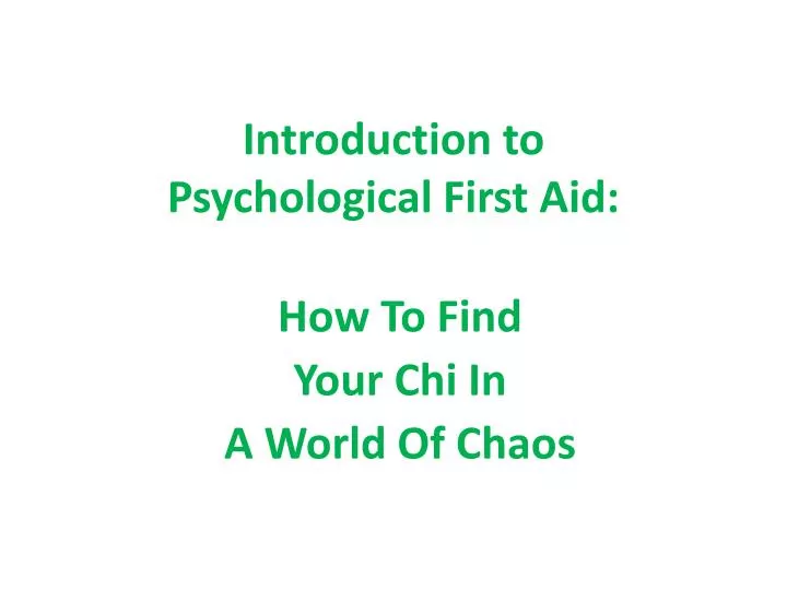 introduction to psychological first aid