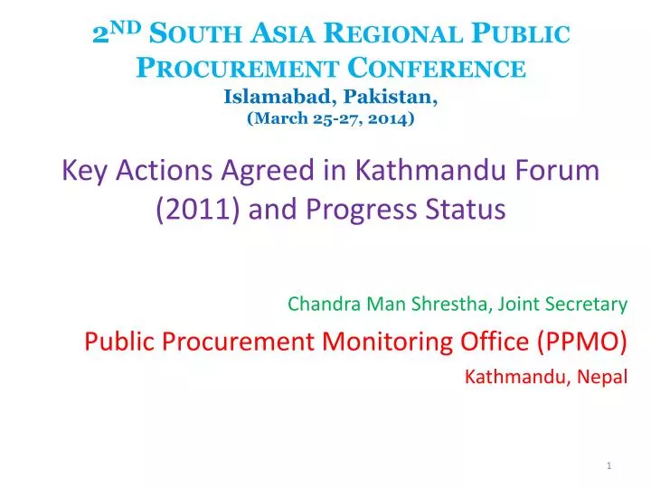 2 nd south asia regional public procurement conference islamabad pakistan march 25 27 2014