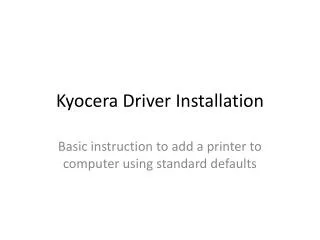 Kyocera Driver Installation