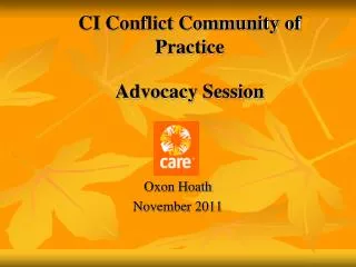 CI Conflict Community of Practice Advocacy Session