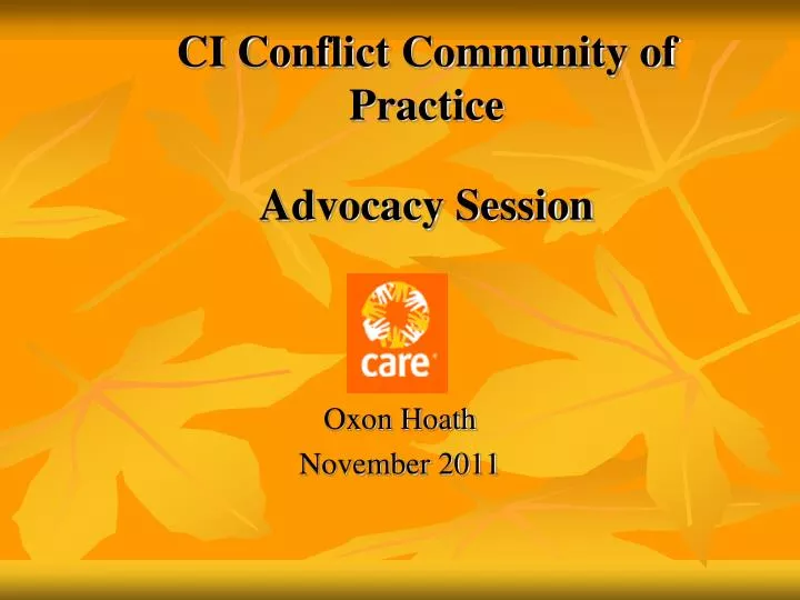 ci conflict community of practice advocacy session