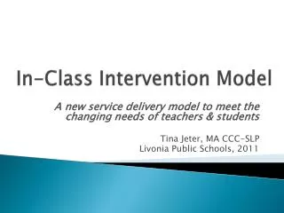 In-Class Intervention Model