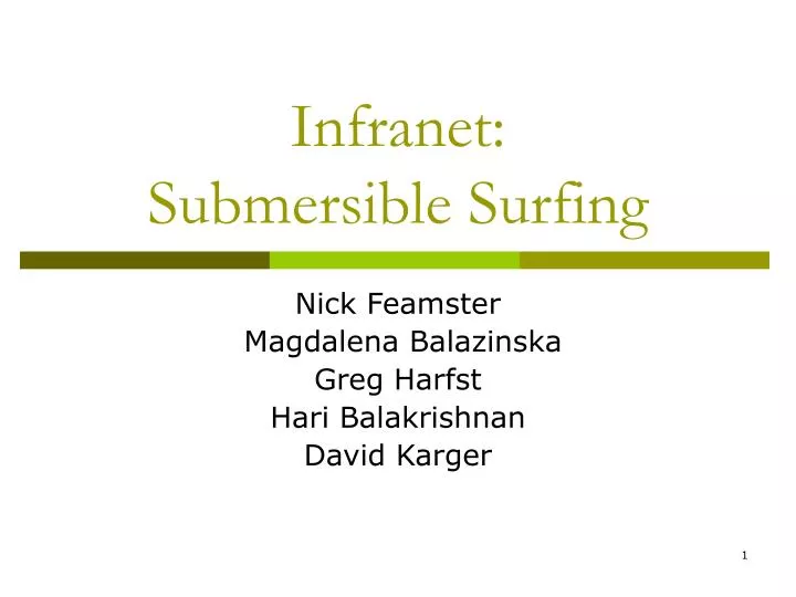 infranet submersible surfing