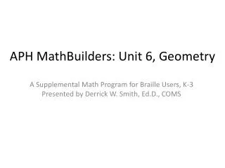 APH MathBuilders : Unit 6, Geometry
