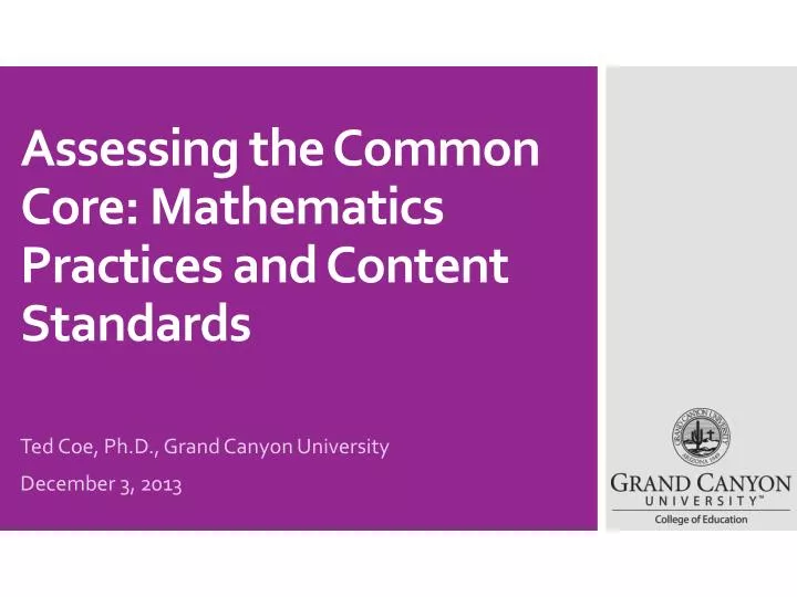 assessing the common core mathematics practices and content standards