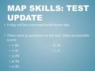 Map skills: Test Update