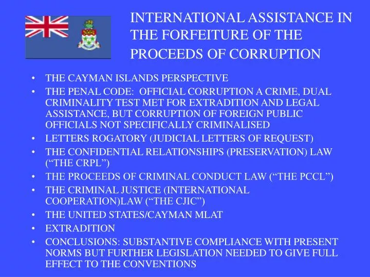 international assistance in the forfeiture of the proceeds of corruption