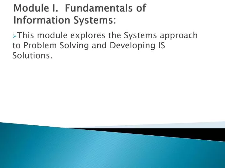module i fundamentals of information systems
