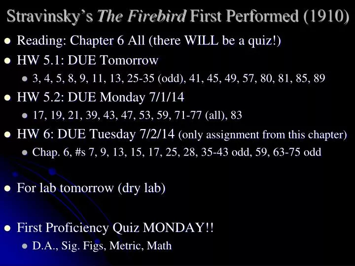 stravinsky s the firebird first performed 1910