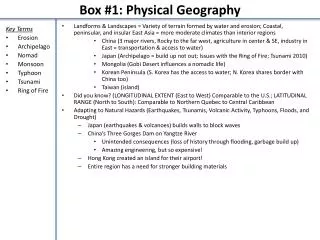 Box #1: Physical Geography