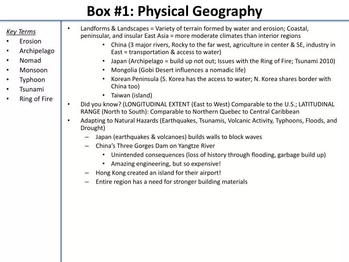 box 1 physical geography