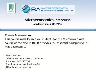 Microeconomics precourse Academic Year 2013-2014