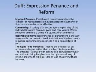 Duff: Expression Penance and Reform
