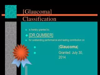 [Glaucoma] Classification