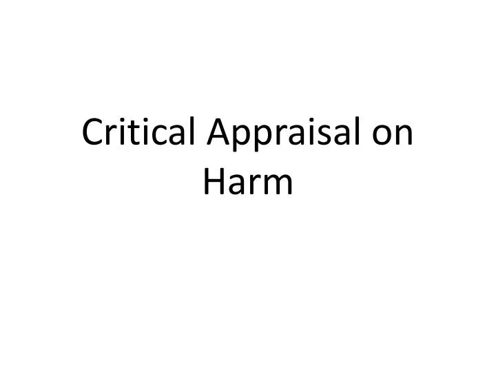 critical appraisal on harm