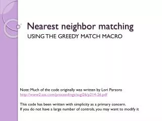 Nearest neighbor matching