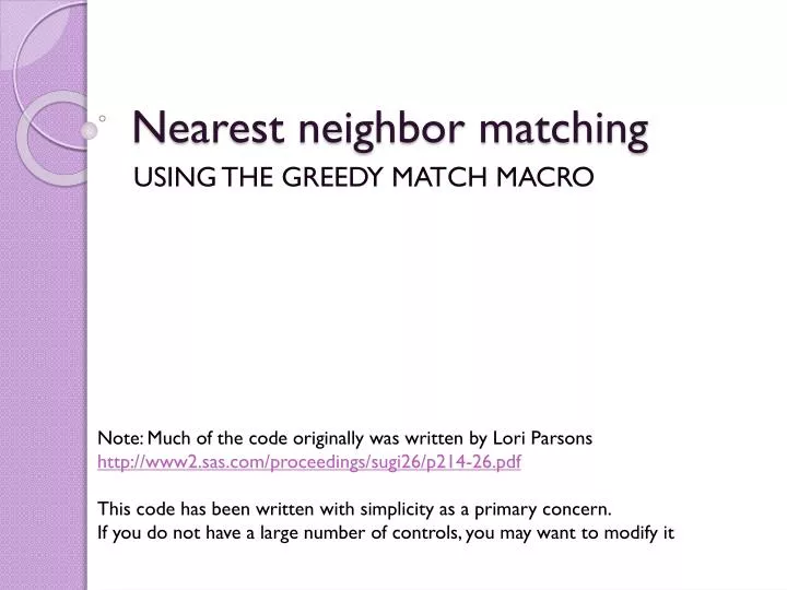 nearest neighbor matching