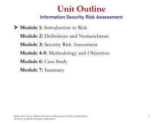 Unit Outline Information Security Risk Assessment