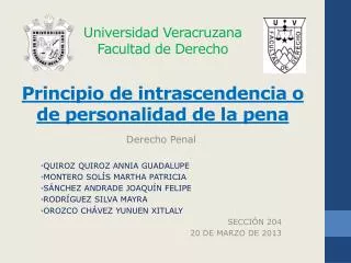 Derecho Penal QUIROZ QUIROZ ANNIA GUADALUPE MONTERO SOLÍS MARTHA PATRICIA