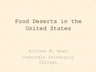 Food Deserts in the United States