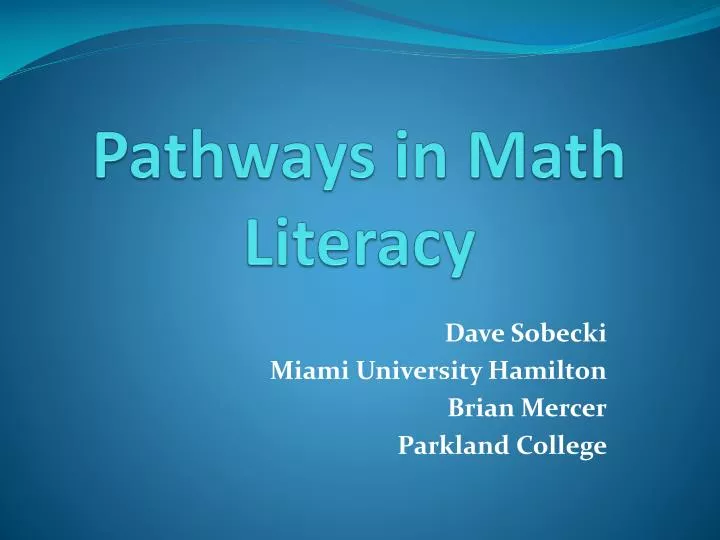 pathways in math literacy