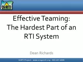 Effective Teaming: The Hardest Part of an RTI System