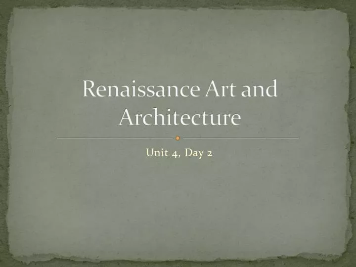 renaissance art and architecture