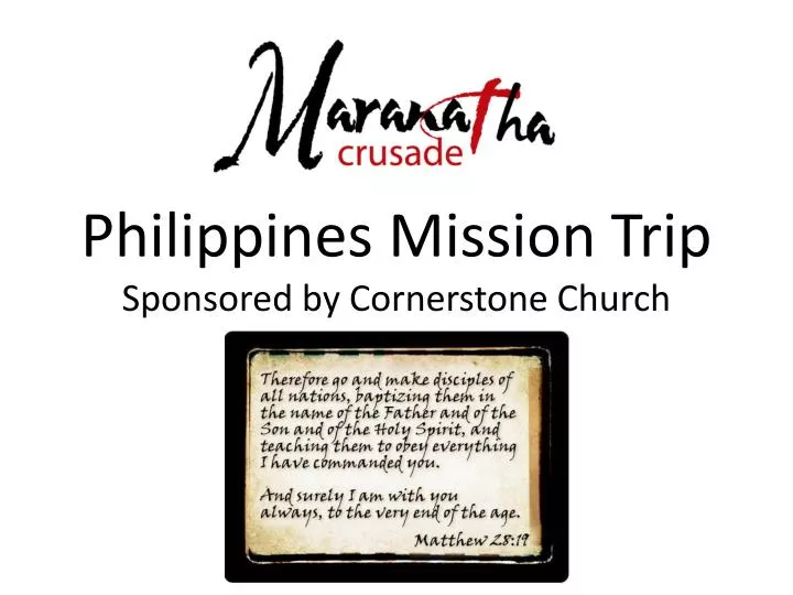 philippines mission trip sponsored by cornerstone church
