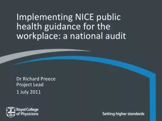 Implementing NICE public health guidance for the workplace: a national audit