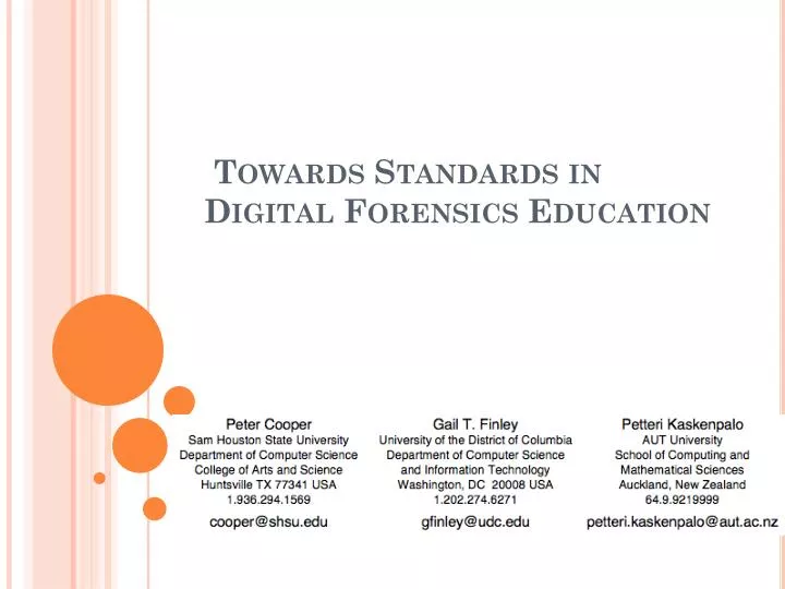 towards standards in digital forensics education