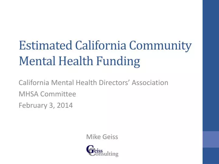estimated california community mental health funding