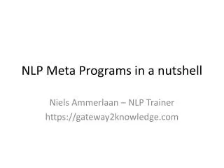 NLP Meta Programs in a nutshell