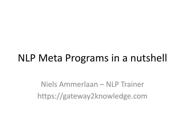 nlp meta programs in a nutshell