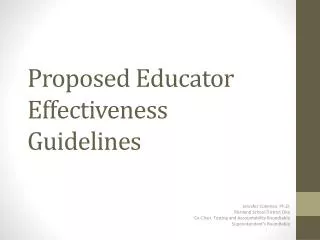 Proposed Educator Effectiveness Guidelines