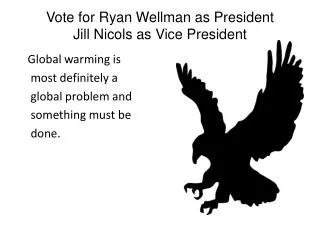 Vote for Ryan Wellman as President Jill N icols as Vice President