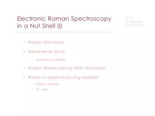 Electronic Raman Spectroscopy in a Nut Shell (I)