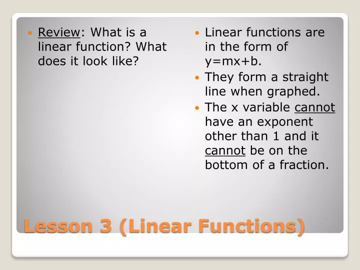 lesson 3 linear functions