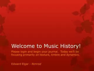Welcome to Music History!