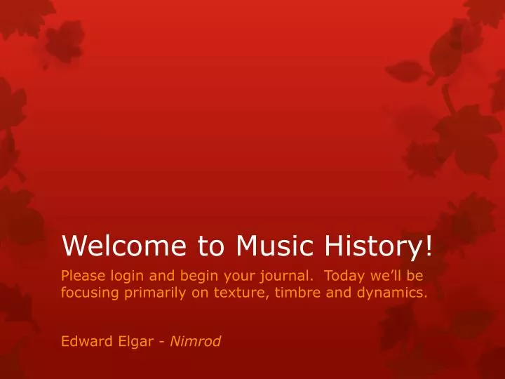 welcome to music history