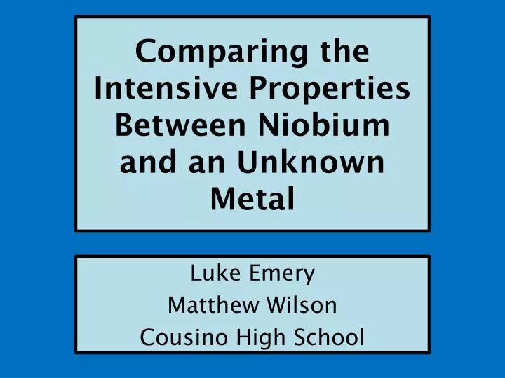 comparing the intensive properties between niobium and an unknown metal