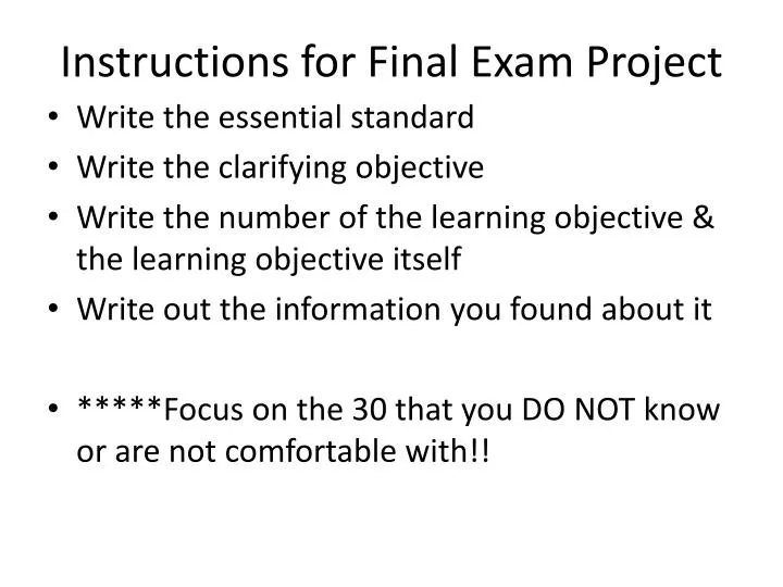 instructions for final exam project