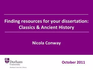 Finding resources for your dissertation: Classics &amp; Ancient History