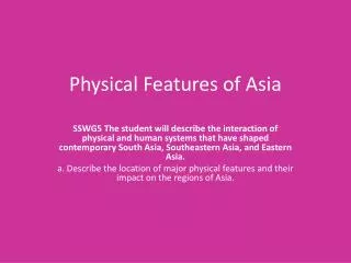 Physical Features of Asia