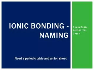 Ionic bonding - naming