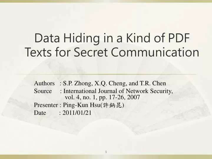 data hiding in a kind of pdf texts for secret communication